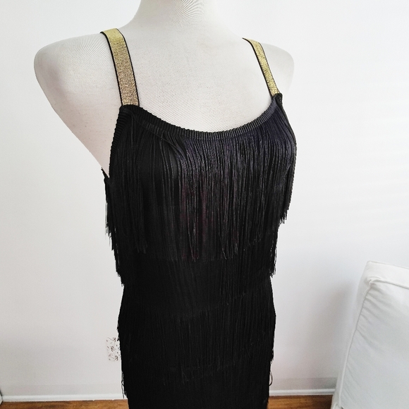 Fringe Dress / Retro / Black / Tina Turner / Med-Large - Picture 4 of 6